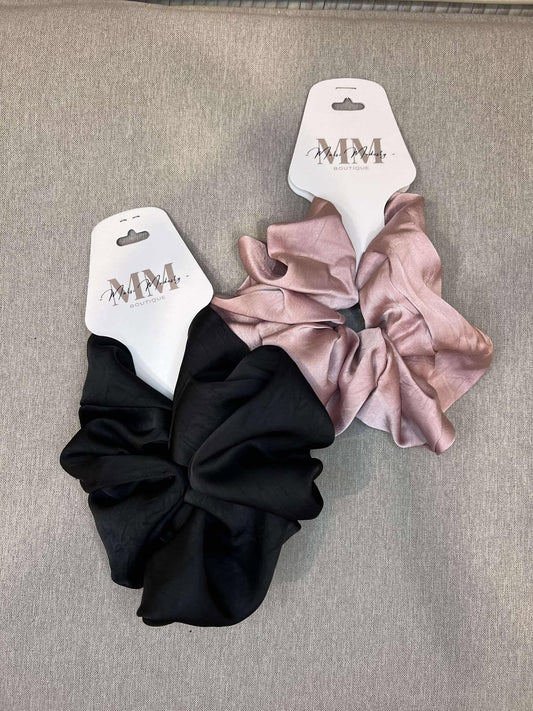 Duo BLACK & PINK Silk Scrunchies