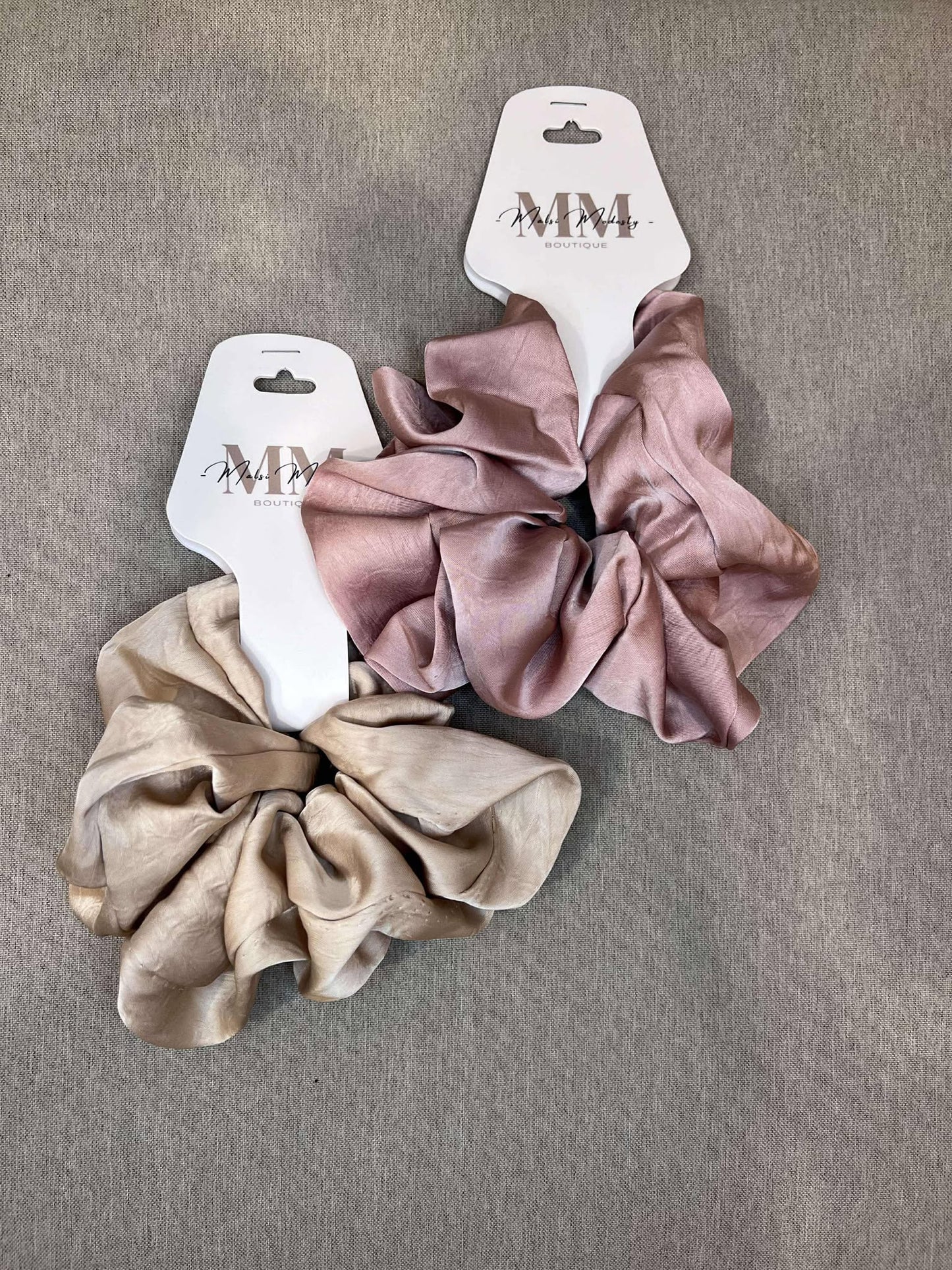 Duo PINK & DUNE Silk Scrunchies