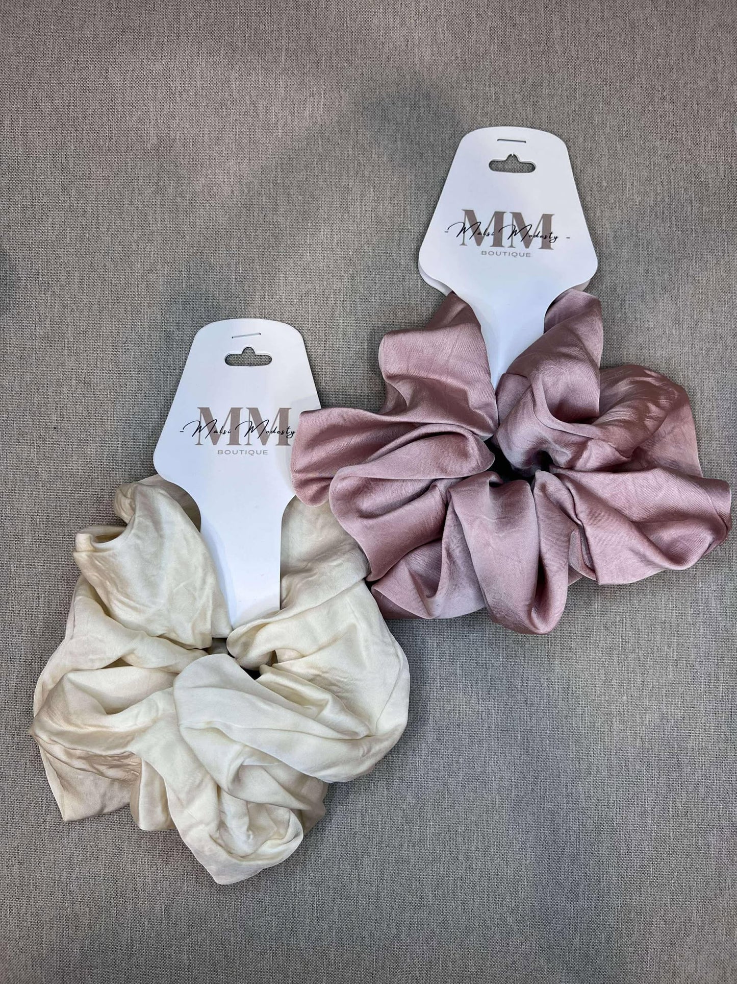 Duo PINK & CREAM Silk Scrunchies